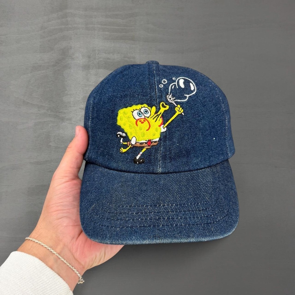 Vintage Nickelodeon SpongeBob SquarePants Hat Blue Denim Embroidered Patrick